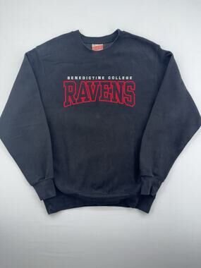Sport Pro Weave Benedictine College Ravens Crewneck Sweatshirt Black Size Medium